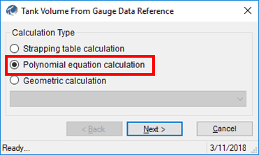 Figure 597: Tank Volume From Gauge Data Reference window