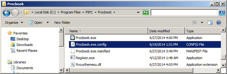 Figure 1055: Locate the ProcBook.exe.Config file
