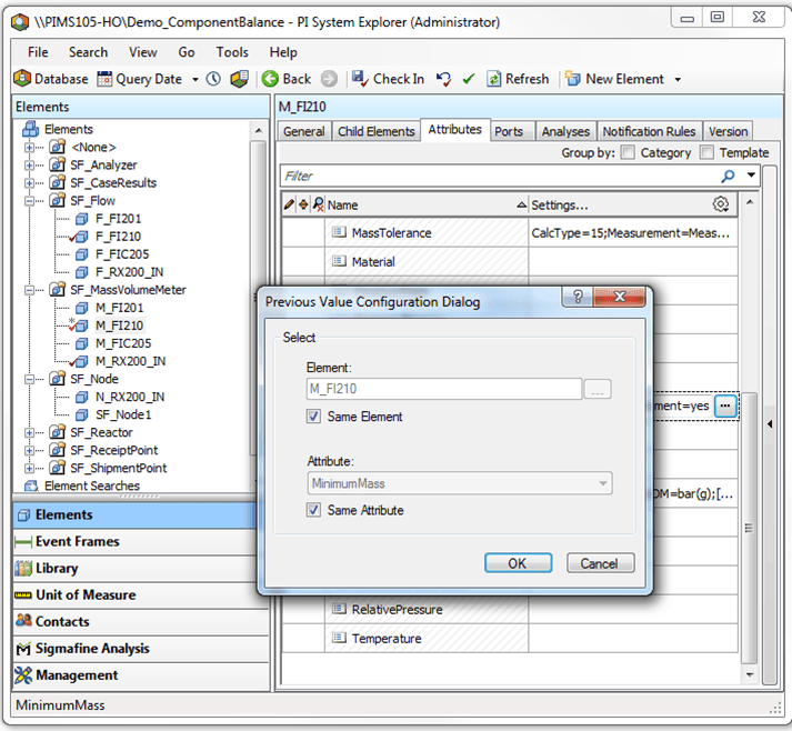 Figure 490: Previous Value Configuration Dialog window