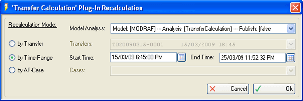 Figure 1613: 'Transfer Calculation' Plug-In Recalculation window