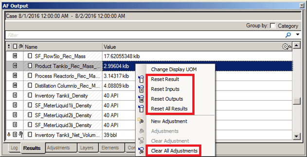 Figure 885: Results Tab - Reset options