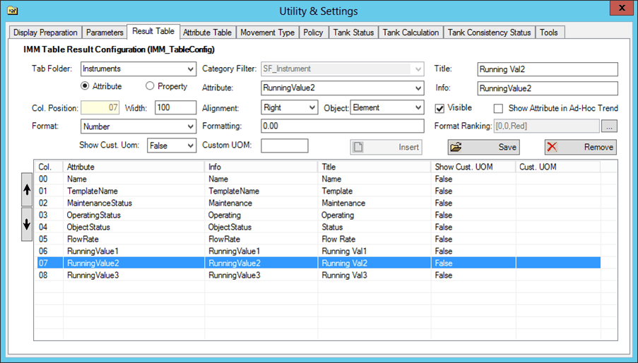 Figure 1636: Utility &amp; Settings window - Result Table tab