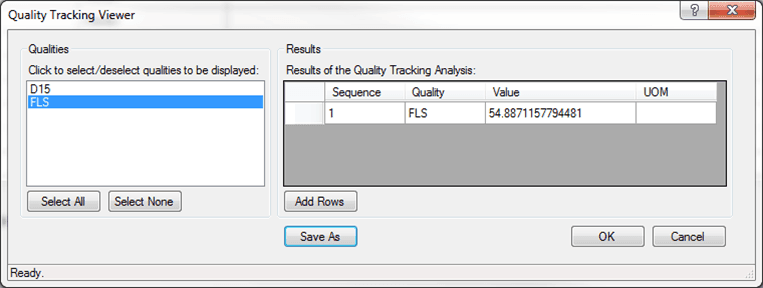Figure 1378: Quality Tracking Viewer - Selecting FLS quality