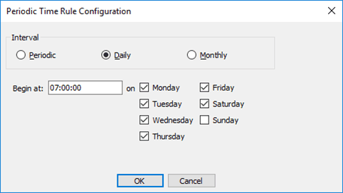 Figure 245: A Daily Case with Saturday and Sunday starting at 7:00 AM Schedule example