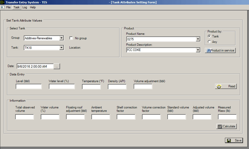 Figure 1802: Tank Attributes Setting Form