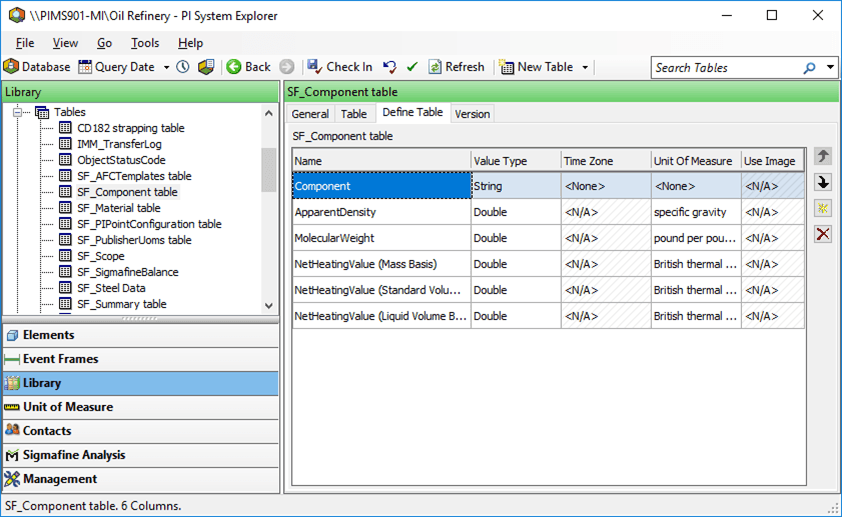 Figure 450: SF_Component table - Define Table tab