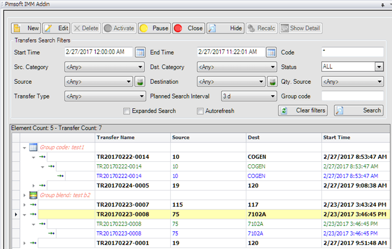 Figure 1594: Show Transfer Movement Table Dockable Window