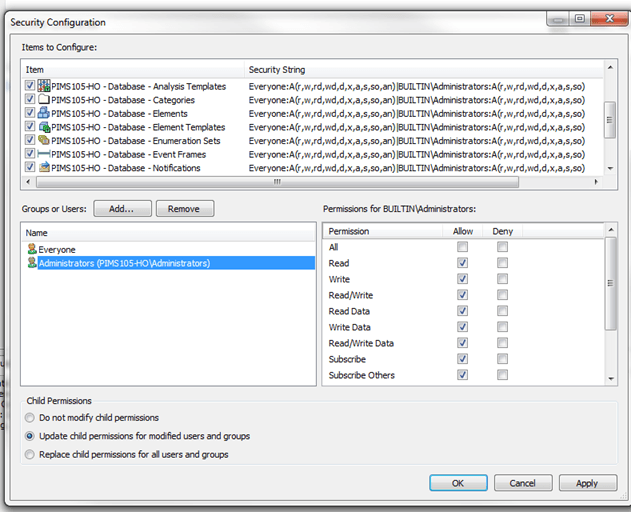 Figure 24: Security Configuration window
