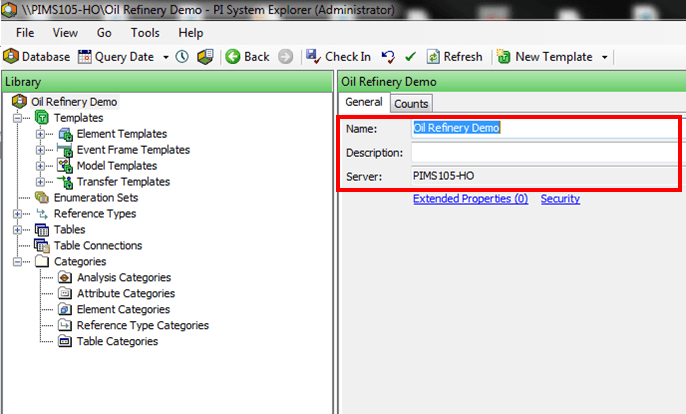 Figure 39: PI System Explorer - Create a new database