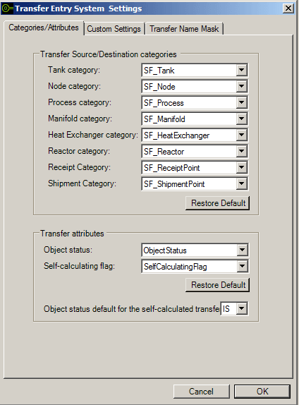 Figure 1728: Transfer Entry System Settings - Categories/Attributes tab
