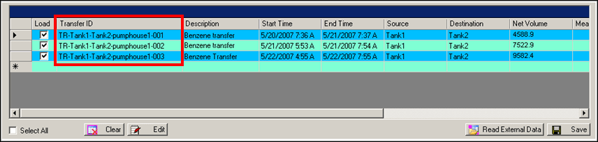 Figure 1733: Transfer Names as they appear in the Transfer ID column
