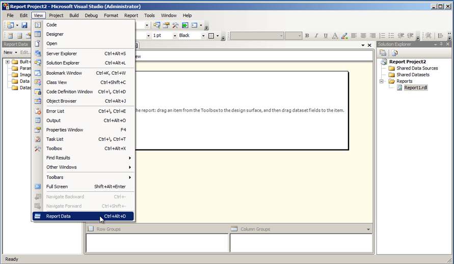 Figure 1175: Open the Report Data window
