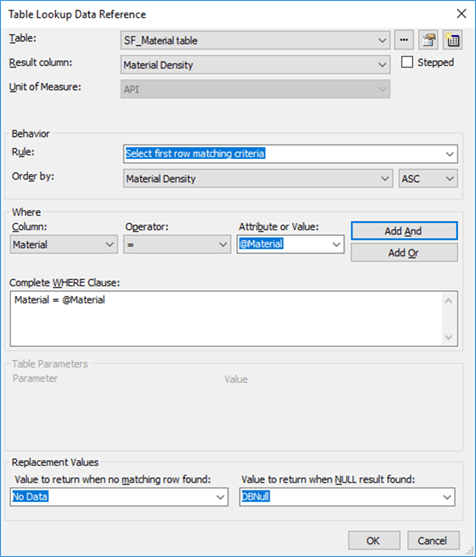 Figure 487: Table Lookup Data Reference window