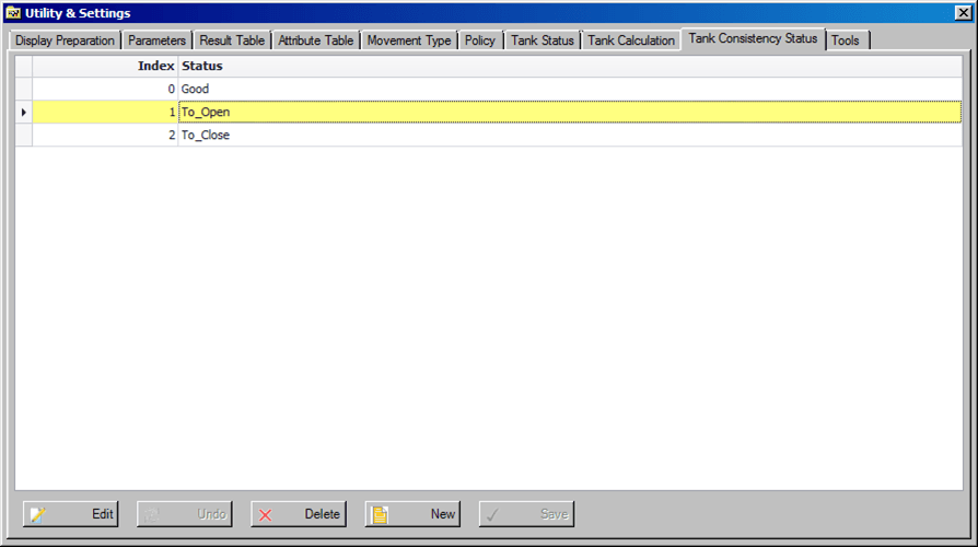 Figure 1646: Utility &amp; Settings window - Tank Consistency Status tab