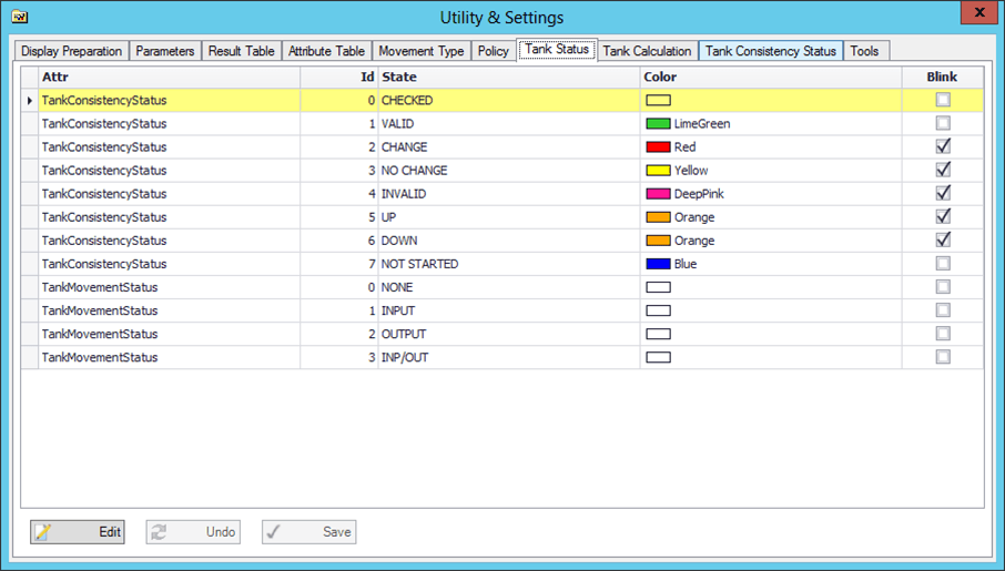Figure 1642: Utility &amp; Settings window - Tank Status tab