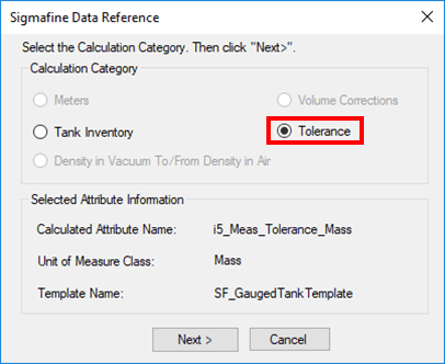 Figure 576: Sigmafine Data Reference - Tolerance