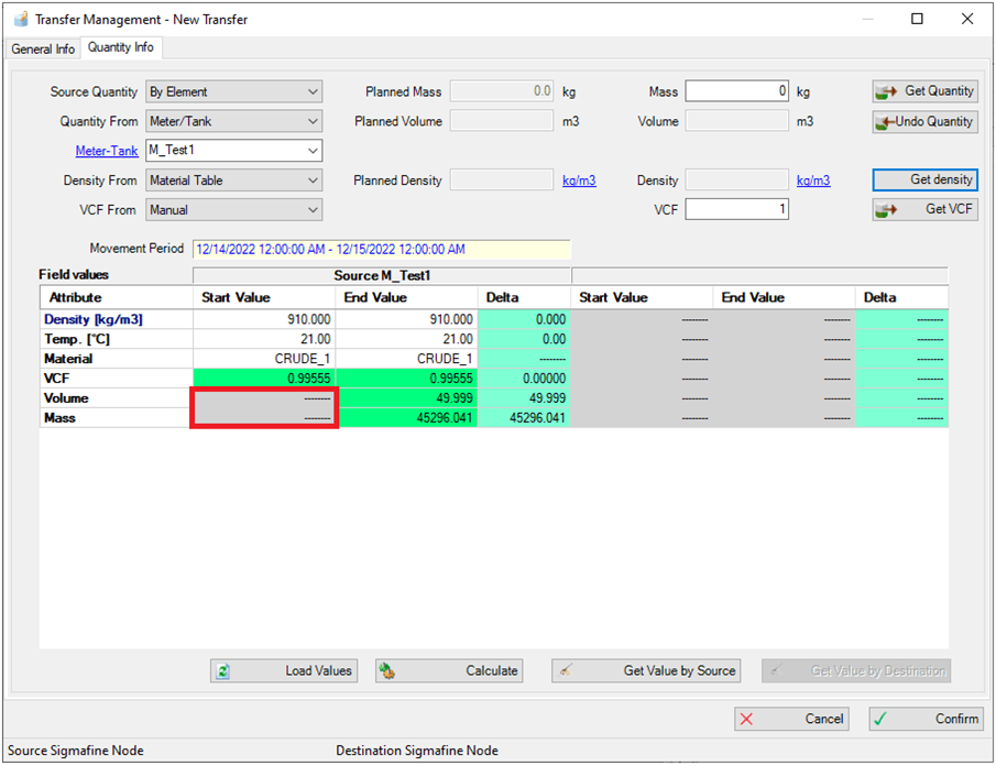 Figure 1604: Transfer Management - New Transfer, Quantity Info tab