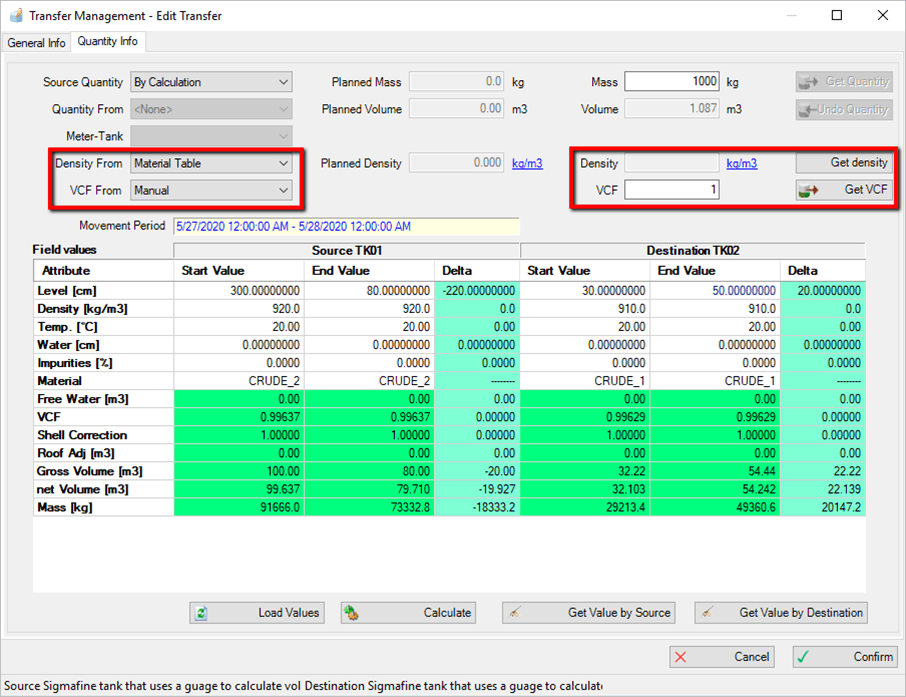 Figure 1603: Transfer Management - New Transfer - Quantity Info tab
