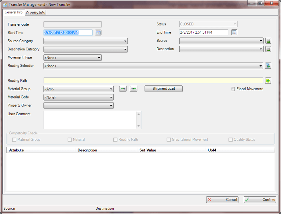 Figure 1669: Transfer Management - New Transfer - General Info tab