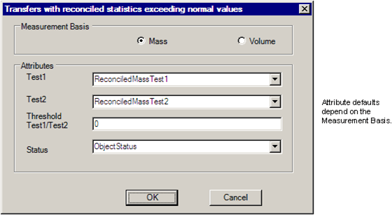 Figure 435: Transfers with reconciled statistics exceeding normal values - Attributes window