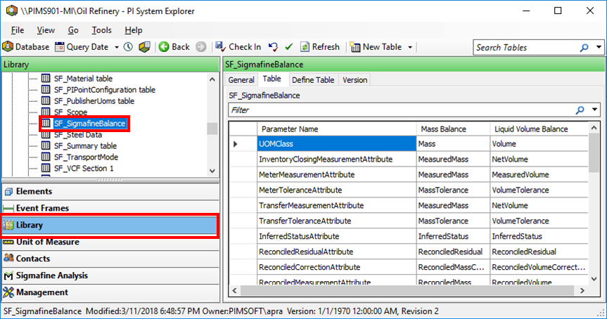 Figure 250: System Explorer, Library - select SF_SigmafineBalance table