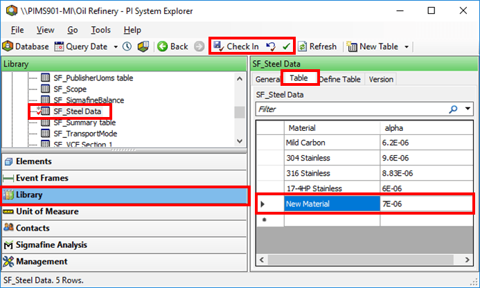Figure 563: System Explorer - Select Steel Data Table