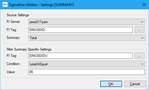 Figure 517: Sigmafine Utilities - Settings [SUMMARY]