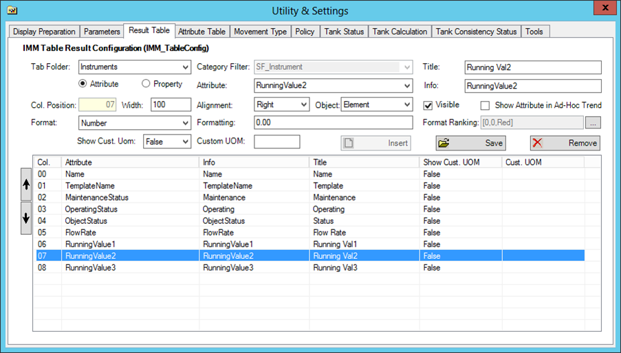 Figure 1636: Utility &amp; Settings window - Result Table tab