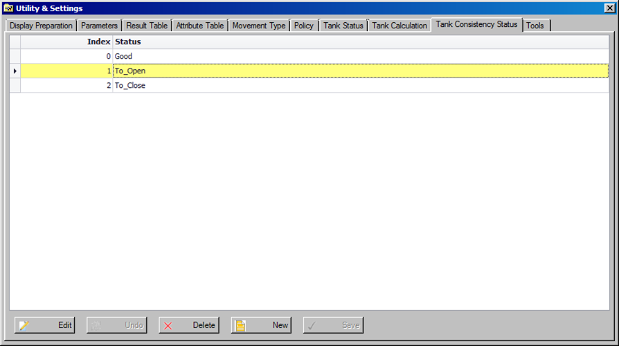 Figure 1646: Utility &amp; Settings window - Tank Consistency Status tab