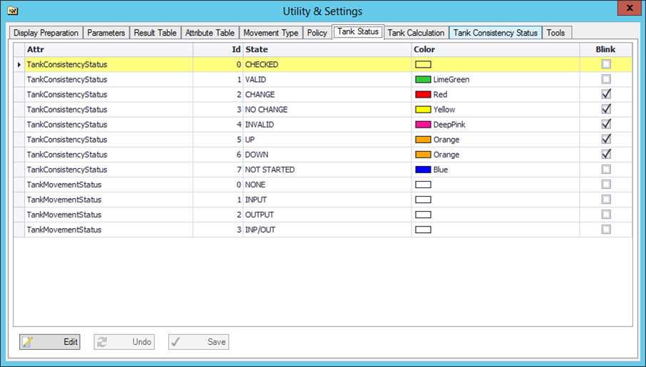 Figure 1642: Utility &amp; Settings window - Tank Status tab