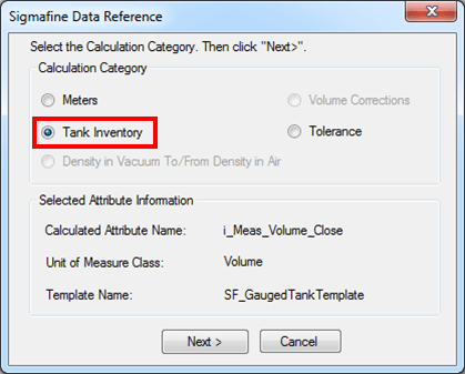 Figure 534: Sigmafine Data Reference window - Tank Inventory