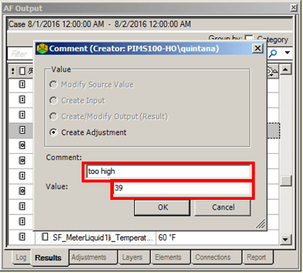 Figure 881: Comment window - New Adjustment