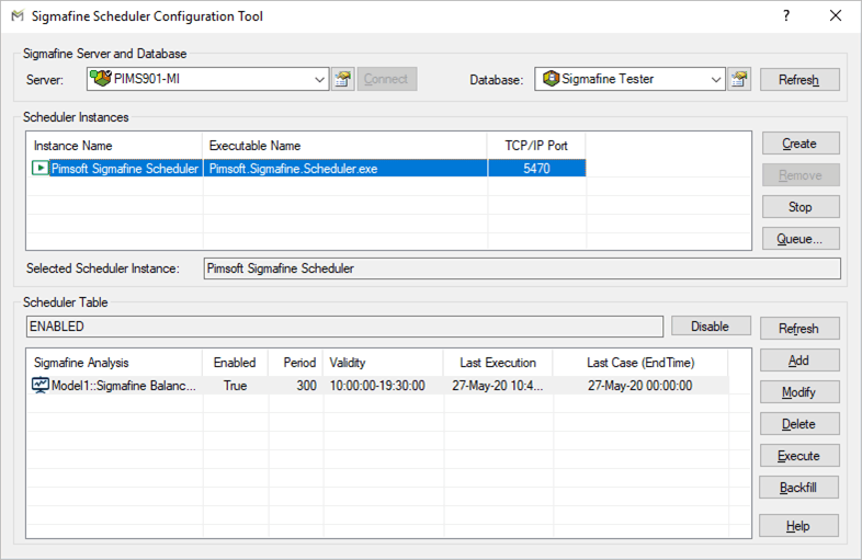 Figure 1867: Sigmafine Scheduler Configuration Tool window