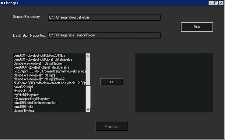 Figure 1846: IFChanger window - select Dataset to migrate
